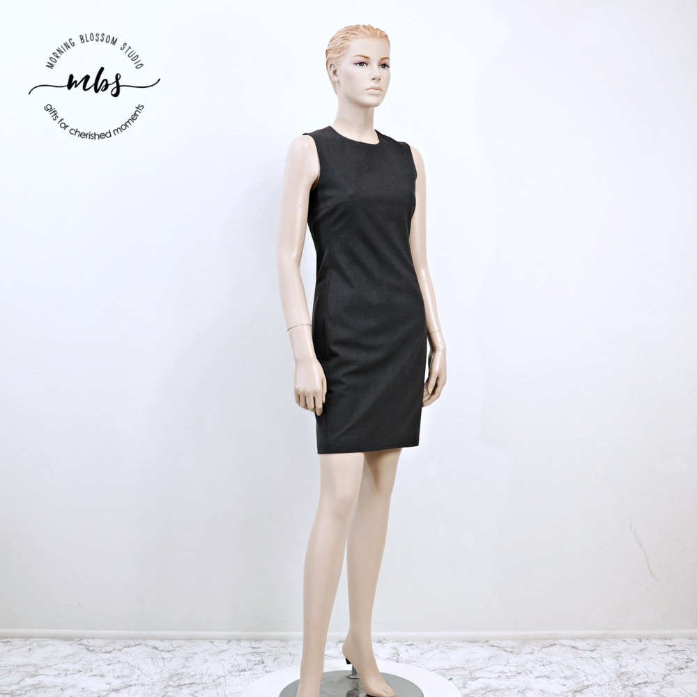 Theory Sleeveless Slim Fit Dress Wool Blend Minimalist Dress Gray Women Size 0